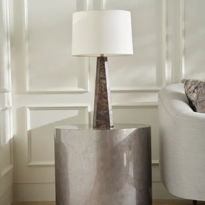 Knox Pewter Burl Resin Side Table 24"D x 22"H