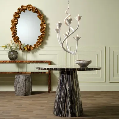 Novak Zebra Gloss Reconstituted Veneer/Faux Bone Entry Table