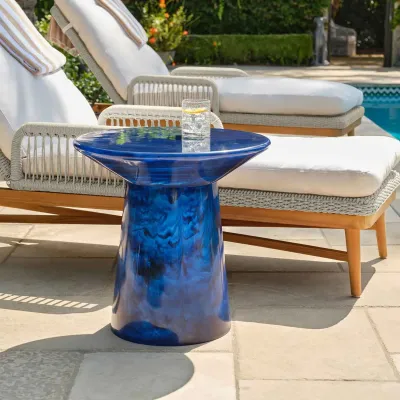 Omer Cobalt Cast Resin Side Table 22"D x 22"H