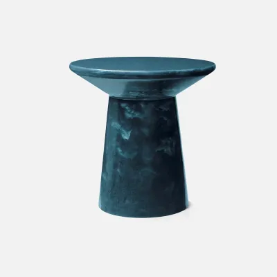 Omer Dark Teal Cast Resin Side Table 22"D x 22"H