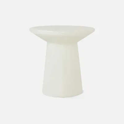 Omer Pearl White Cast Resin Side Table 22"D x 22"H