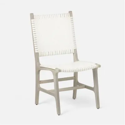 Rawley Indoor/Outdoor Side Chair 20 in W x 24 in D x 39 in H Flat White Faux Rattan Gray Teak