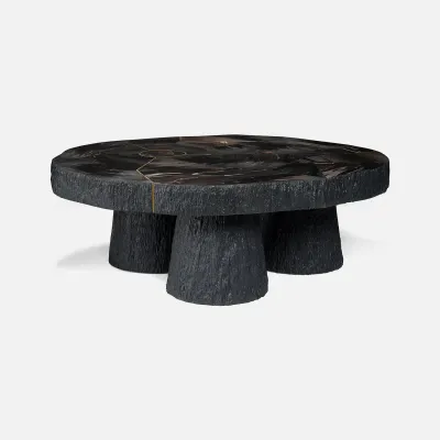 Sune Dark Mix/Black Matte Petrified Wood/Resin Coffee Table 48"L x 40"W x 17"H