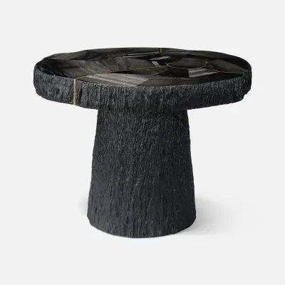 Sune Dark Mix/Black Matte Petrified Wood/Resin Side Table 26"L x 22"W x 20"H