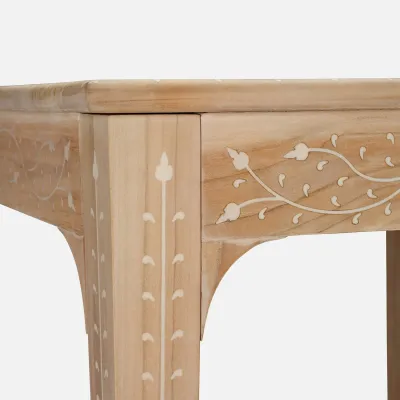 Tamsin Bleached White Teak/Bone Inlay Game Table 36"L x 36"W x 31"H
