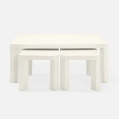 Taylam Off-White Faux Raffia Nesting Coffee Table 48"L x 48"W x 19"H 36"L x 18"W x 16"H Set of 2