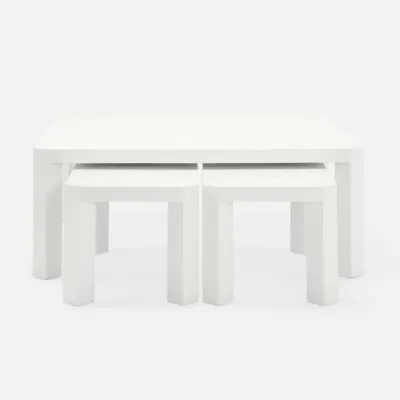 Taylam Pristine Faux Raffia Nesting Coffee Table