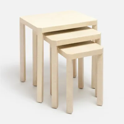 Taylam Off-White Faux Raffia Nesting Tables 14"L x 13"W x 18"H 18"L x 17"W x 21"H 22"L x 18"W x 24"H