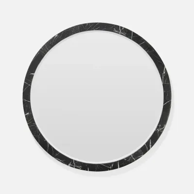 Albert Nero Marble Round Mirror