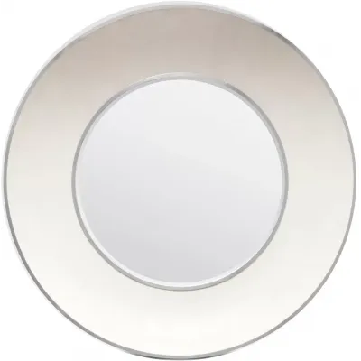 Armond Snow Silver Realistic Faux Shagreen Metal Round Mirror