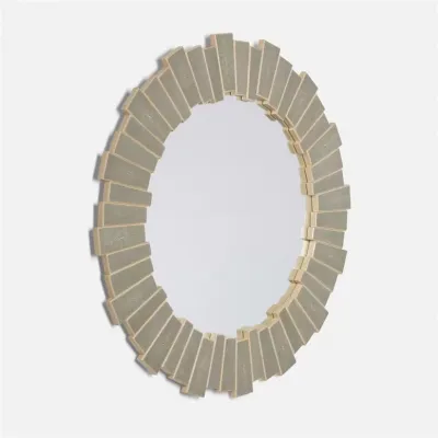 Claude Sand Realistic Faux Shagreen Round Mirror