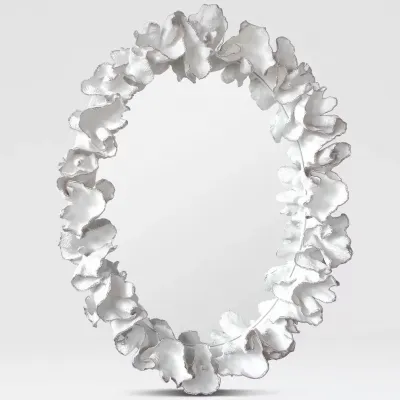 Coco 36"W X 47"H Silver With White Faux Coral Oval Mirror