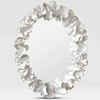 Coco 36"W X 47"H Gold With White Faux Coral Oval Mirror