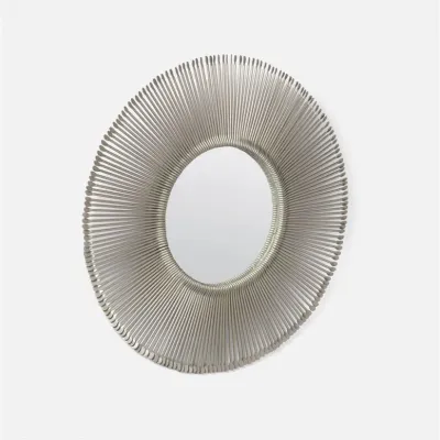 Dawn Antiqued Silver Iron Round Mirror