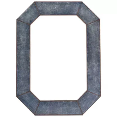 Elliott 35"W x 47"H Rectangular Metallic Denim Faux Linen Mirror