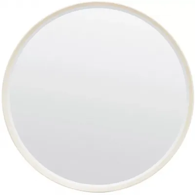 Emma Ivory Realistic Faux Shagreen Round Mirror