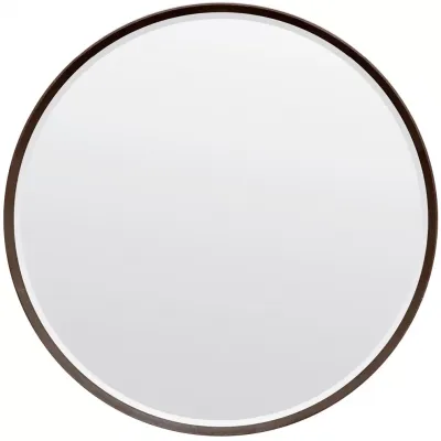 Emma Dark Mushroom Realistic Faux Shagreen Round Mirror