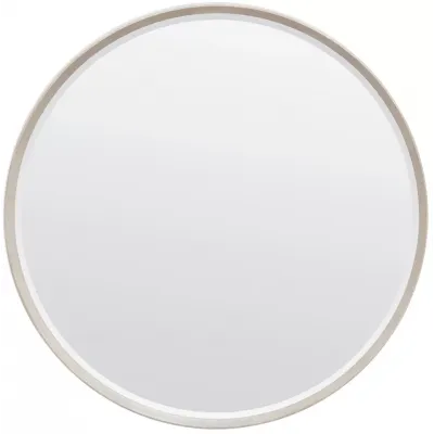 Emma Sand Realistic Faux Shagreen Round Mirror