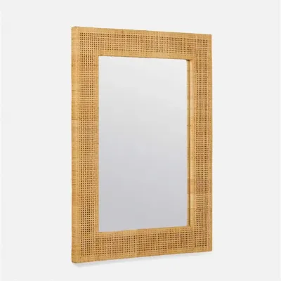 Isla Rectangular Mirror 30"W x 40"H Natural Peeled Rattan