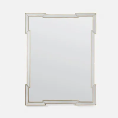 Norma 40"W x 52"H Antiqued Palladian Silver Rectangular Mirror Oak Rectangular Mirror