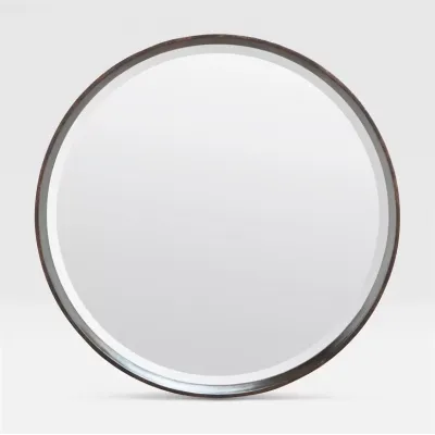 Thadeus 31"Diam Round Dark Bronze Metal Mirror