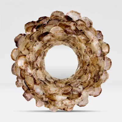 Venus 45"Diam Round Natural Oyster Shell Mirror