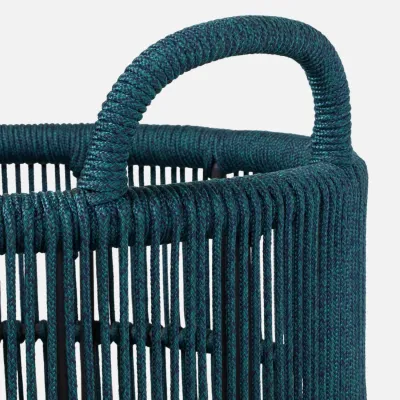 Alcoy Azure Performance Rope Basket XL Rd 22"D x 24"H 25"D x 28"H Set of Two