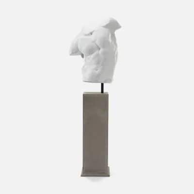 Kempsey White Plaster/Light Gray Reconstituted Stone Sculpture Pedestal