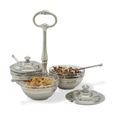 Condiment Caddy Set with Lids & Spoons