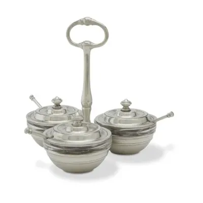 Condiment Caddy Set with Lids & Spoons