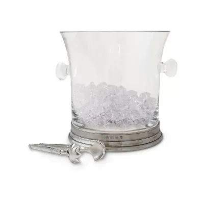 Crystal Ice Bucket with Handles And Tongs Set