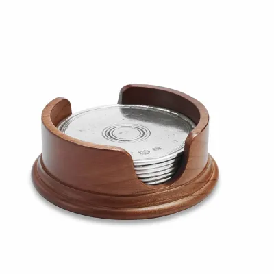 Round Coasters with Wood Base, Set of 6