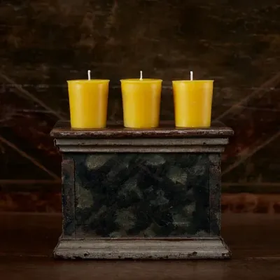 Gold Beeswax Votives, Pack/3 - (10-15 hrs)