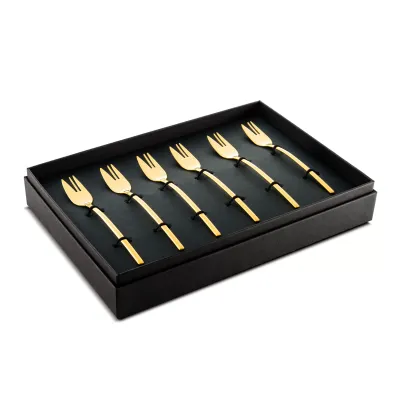 Due Ice Oro Gold Set Of 6 Cake Forks