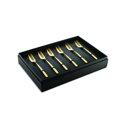 Linea Ice Oro Gold Set Of 6 Cake Forks
