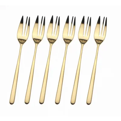 Linea Ice Oro Gold Set Of 6 Cake Forks