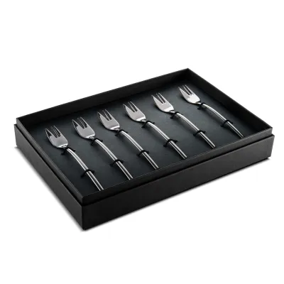 Due Oro Gold Nero Set Of 6 Cake Forks