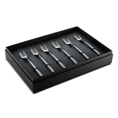 Linea Oro Gold Nero Set Of 6 Cake Forks