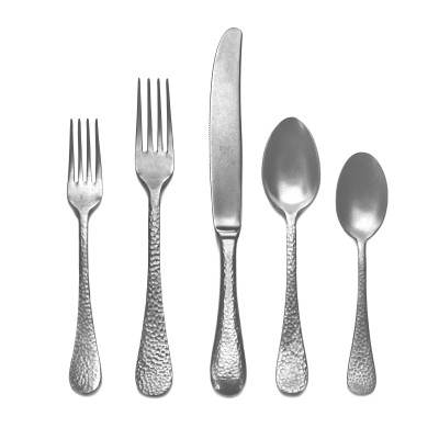 Epoque Pewter 20-Pc Set (4 Table Forks, 4 Table Knives, 4 Dessert Spoons, 4 Dessert Forks, 4 USA Coffee Spoons)