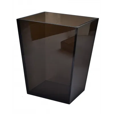 Ice Smoked Lucite  Wastebasket + Liner (7.5"W x 9"L x 11.25"H)