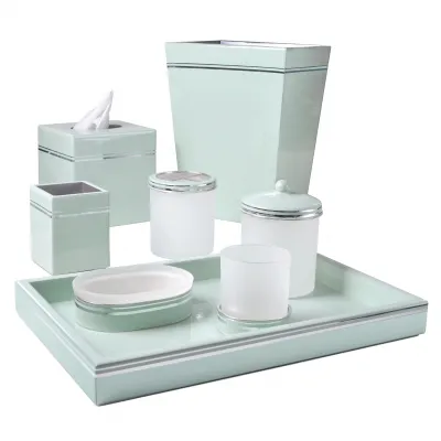 Resort Spa Enamel/Silver Trim Bath Accessories