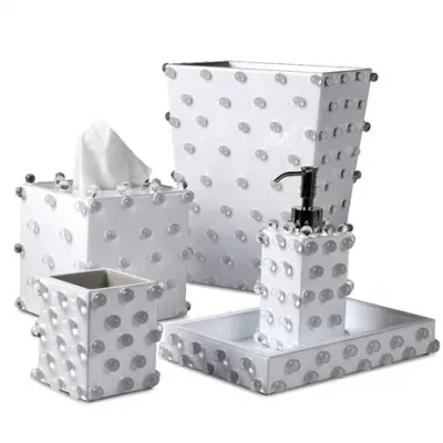 Roxy Pure White Enamel/Silver Bath Accessories