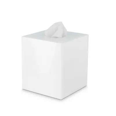 Ice White Lucite  Square Tissue Holder (5.75"W x 6.5"H)