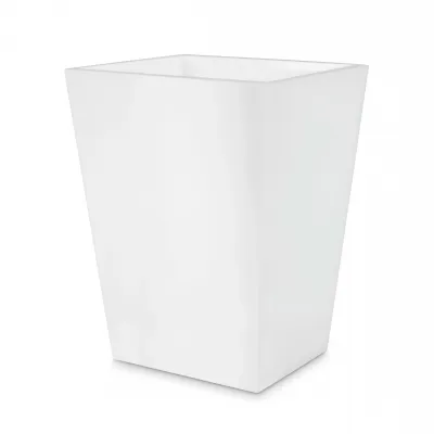 Ice White Lucite  Wastebasket + Liner (7.5"W x 9"L x 11.25"H)