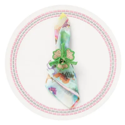 June Pink/Light Gray Set of 4 Placemats 16 in Round