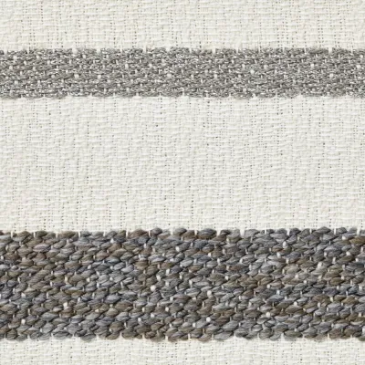 Terra Striped Gray Metallic Pillow 12 x 24 in