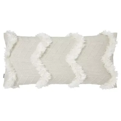 Terra Beige and White Pillow 12 x 24 in