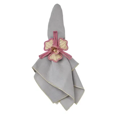 Bowery Gray with Gold border Set of 4 Napkins 20 x 20 in