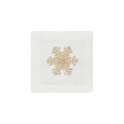 Snowflake Gold Cocktail Napkins 6 x 6 in