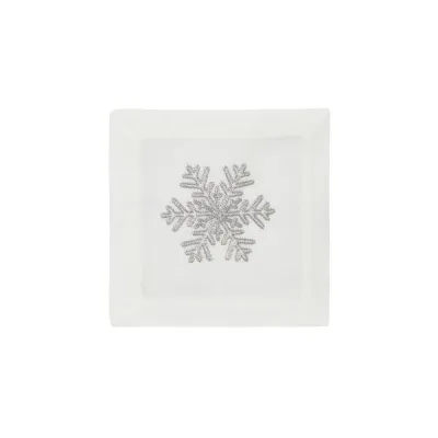 Snowflake Silver Cocktail Napkins 6 x 6 in